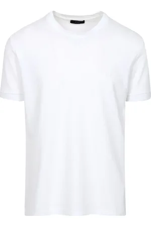 FAY Tops, Heren, Wit, 2Xl, Katoen, Katoen Piqué Patroon Korte Mouw Shirt