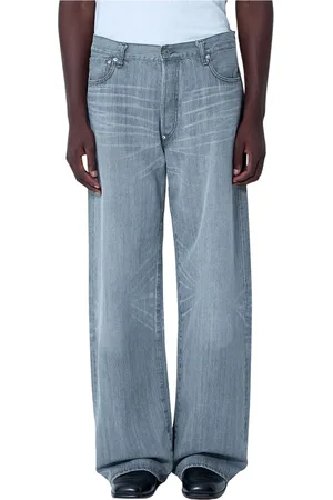 JUNYA WATANABE Jeans, Heren, Grijs, L, Katoen, Straight-Leg Five-Pocket Jeans