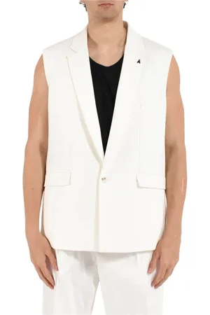 Patrizia Pepe Jassen, Heren, Wit, XL, Wol, Wollen Stretch Mouwloos Jas
