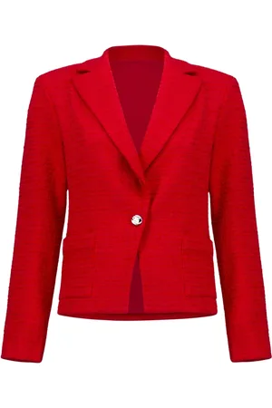 Joseph Ribkoff Jassen, Dames, Rood, XL, Katoen, Gestructureerde Bouclé Blazer met Zakken