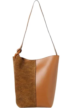J.W.Anderson Tassen, Dames, Bruin, ONE Size, Leer, Leren Bucket Tas
