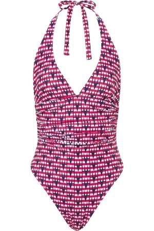 Moschino Badkleding, Dames, Rood, XL, Polyester, Blauw Geometrisch Badpak