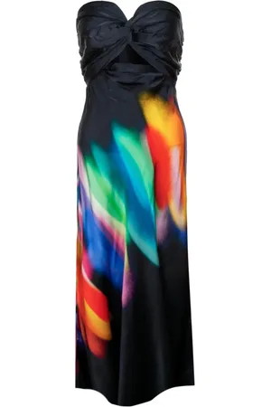 Essentiel Antwerp Kleedjes, Dames, Veelkleurig, S, Maxi jurk met hartvormige halslijn