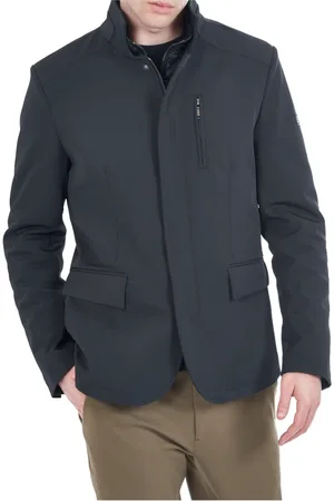 YES ZEE BY ESSENZA Jassen, Heren, Blauw, XL, Polyester, Blauwe jas met verborgen ritssluiting zak