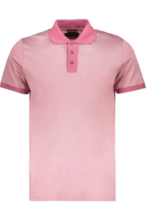 MOORER Tops, Heren, Roze, M, Katoen, Katoenen poloshirt met Nacre-knopen