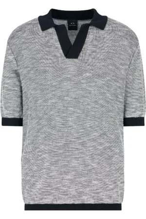 Armani Exchange Tops, Heren, Veelkleurig, XS, Katoen, Polo Shirt Korte Mouw Blauw Wit