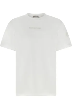 Moncler Tops, Heren, Wit, 2Xl, Katoen, Wit Logo Patch T-shirt