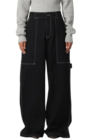 Stella McCartney Jeans, Dames, Zwart, W25, Denim, Zwarte Wide Leg Jeans Contraststiksels