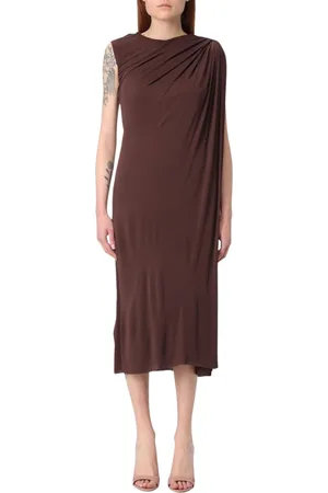 Alexander McQueen Kleedjes, Dames, Rood, L, Elegante Bourgondische Jurk Flatterende Silhouet