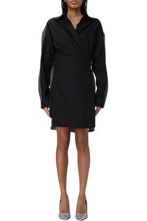 Diesel Kleedjes, Dames, Zwart, L, Katoen, Elegante Two Tone Mini Jurk