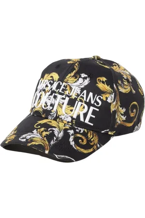 VERSACE Accessoires, Dames, Zwart, ONE Size, Katoen, Barok Print Baseballpet