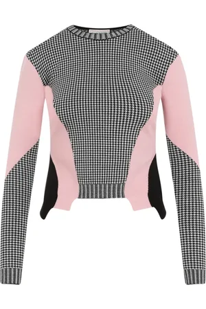 Alexander McQueen Truien, Dames, Veelkleurig, S, Wol, Chique Zwart Pied-de-poule Trui