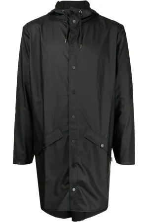 Rains Jassen, Heren, Zwart, S, Polyester, Zwarte capuchontrui met rits