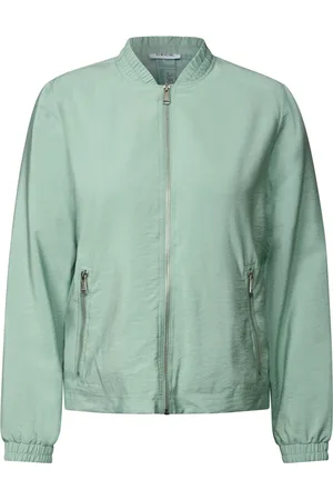 CECIL Jassen, Dames, Groen, M, Gestructureerde Blouson Jack met Sportieve Details