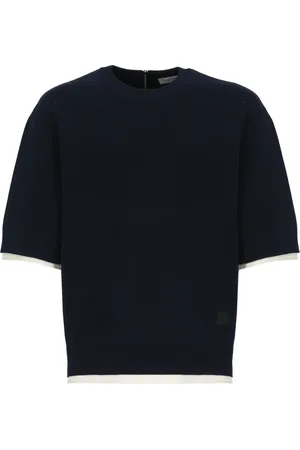 Lanvin Truien, Heren, Blauw, L, Katoen, Blauwe Crewneck Sweater met Rits