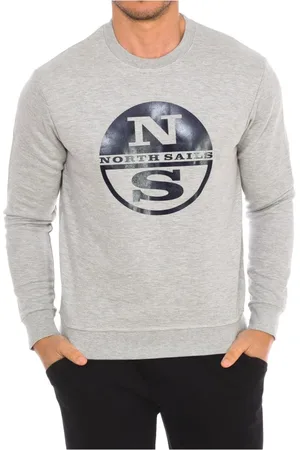 North Sails Sweatshirts & Hoodies, Heren, Grijs, M, Nylon, Geribbelde Ronde Hals Sweater