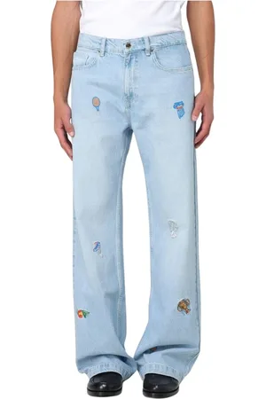 Casablanca Jeans, Heren, Blauw, W34, Denim, Versleten Denim Jeans voor Mannen