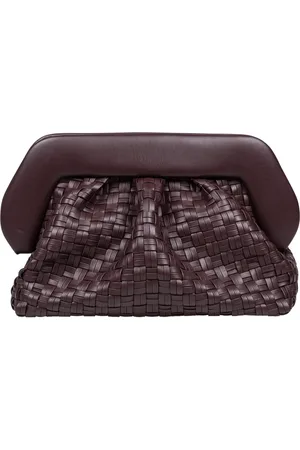 THEMOIRÈ Tassen, Dames, Bruin, ONE Size, Gevlochten Vegan Clutch Tas Bruin