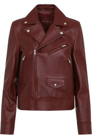 Gucci Jassen, Dames, Rood, XS, Leer, Biker Leren Jas