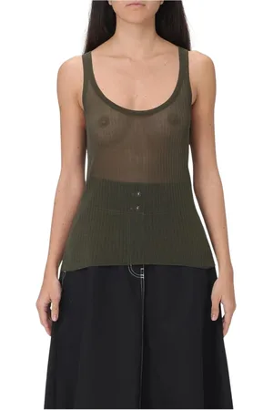 Max Mara Tops, Dames, Groen, M, Groene Geribbelde Gebreide Tanktop