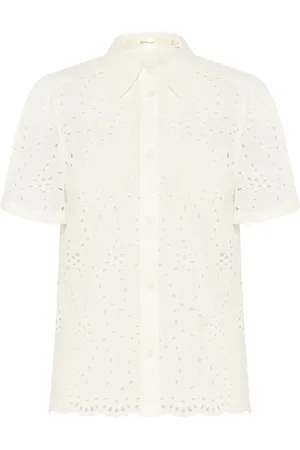 INWEAR Blouses & Shirts, Dames, Wit, XL, Katoen, Witte Faith IW Shirt met Geborduurde Details