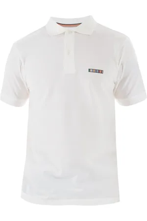 Paul Smith Tops, Heren, Wit, XL, Katoen, Klassieke Multistripe Geborduurde Polo Shirt