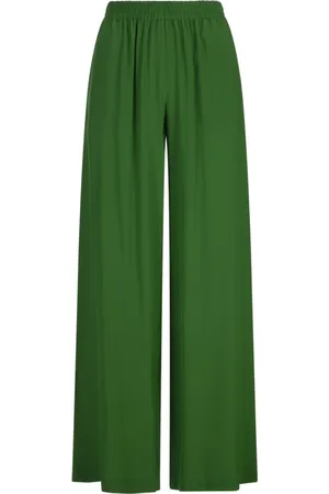 GIANLUCA CAPANNOLO Broeken, Dames, Groen, M, Groene Zijden Wijde Broek