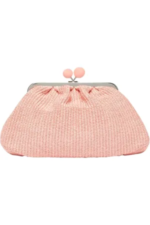 Max Mara Tassen, Dames, Roze, ONE Size, Leer, Raffia Pasticcino Clutch Tas