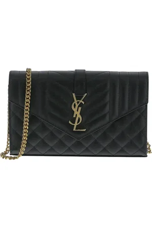 Saint Laurent Tassen, Dames, Zwart, ONE Size, Leer, Leren Kettingportemonnee