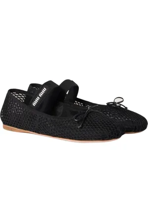 Miu Miu Schoenen, Dames, Zwart, 39 EU, Zwarte Strik Ballet Flats