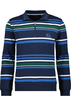 Ragman Tops, Heren, Blauw, 2Xl, Katoen, Gestreepte Jersey Sweater