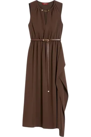 Max Mara Kleedjes, Dames, Bruin, S, Leer, Elegante Koffie Jurk