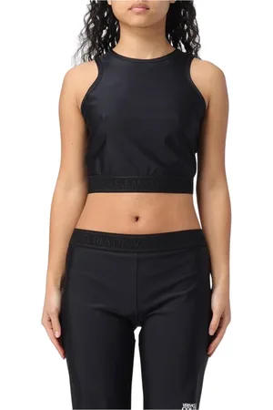 VERSACE Tops, Dames, Zwart, 3Xs, Zwart Mouwloos Tanktop Stijlvol Elegant