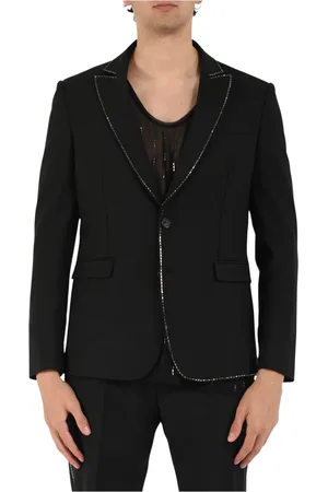Patrizia Pepe Jassen, Heren, Zwart, XL, Polyester, Single-breasted jas met applicaties