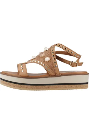 Alpe Schoenen, Dames, Bruin, 38 EU, Adorno Platte Sandalen