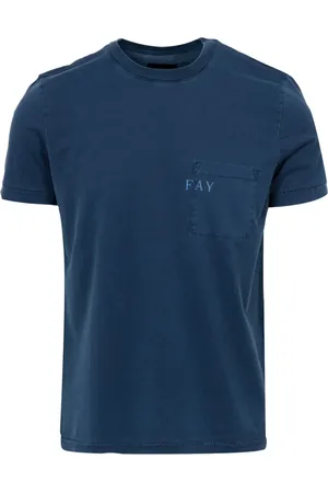 FAY Tops, Heren, Blauw, L, Katoen, Blauwe Katoenen Jersey T-shirts en Polos