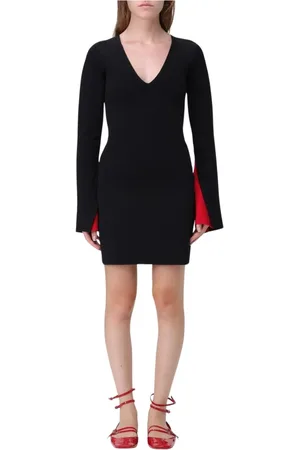 J.W.Anderson Kleedjes, Dames, Zwart, S, Elegante Zwarte Gebreide Jurk