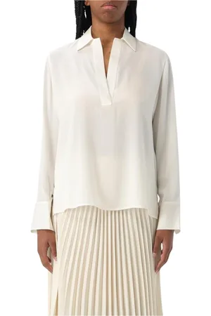 Vince Blouses & Shirts, Dames, Wit, L, Witte Zijden V-Hals Blouse