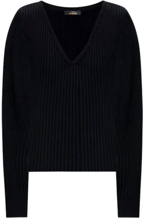 Twin-Set Truien, Dames, Zwart, L, Polyester, Zwarte Geribbelde Sweaters Actitude Collectie