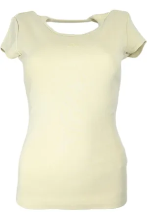 HUGO BOSS Tops, Dames, , S, Katoen, Geribbeld T-shirt met Subtiel Logodetail