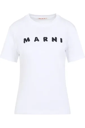 Marni Tops, Dames, Wit, 2Xs, Katoen, Wit T-shirt Stijlvol Ontwerp