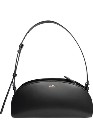A.P.C. Tassen, Dames, Zwart, ONE Size, Leer, Half-Moon Baguette Crossbody Tas