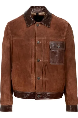 Blauer Jassen, Heren, Bruin, L, Bruine Leren Jas met Puntkraag