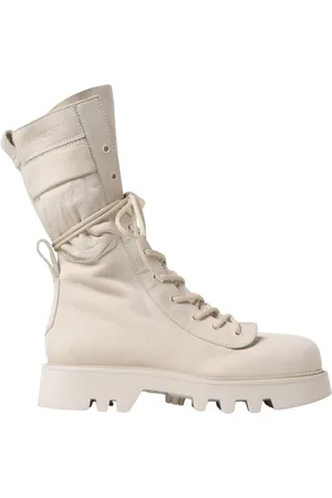 J.W.Anderson Schoenen, Dames, Wit, 39 EU, Leer, Chunky Sole Leren Combat Boots