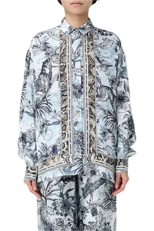 Roberto Cavalli Blouses & Shirts, Dames, Blauw, 2Xs, Stijlvol Blauw Overhemd met Lange Mouwen