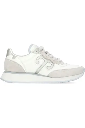 WUSHU RUYI Schoenen, Dames, Wit, 41 EU, Suède, Witte Stof Leren Sneakers Ronde Neus