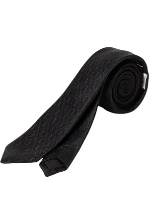 Saint Laurent Accessoires, Heren, Zwart, L, Luxe Zwart Patroon Zijden Stropdas