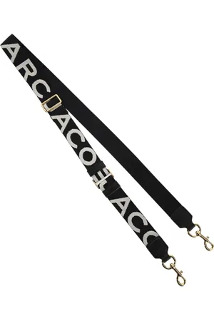 Marc Jacobs Tassen, Dames, Zwart, ONE Size, Polyester, Dunne Logo Webbing Band in Zwart/Wit