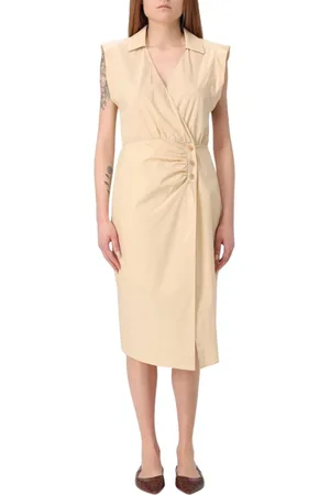 Patrizia Pepe Kleedjes, Dames, , L, Katoen, Elegante Wrap Midi Jurk