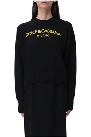 Dolce & Gabbana Truien, Dames, Zwart, 2Xs, Wol, Zwarte Milano Logo Sweater